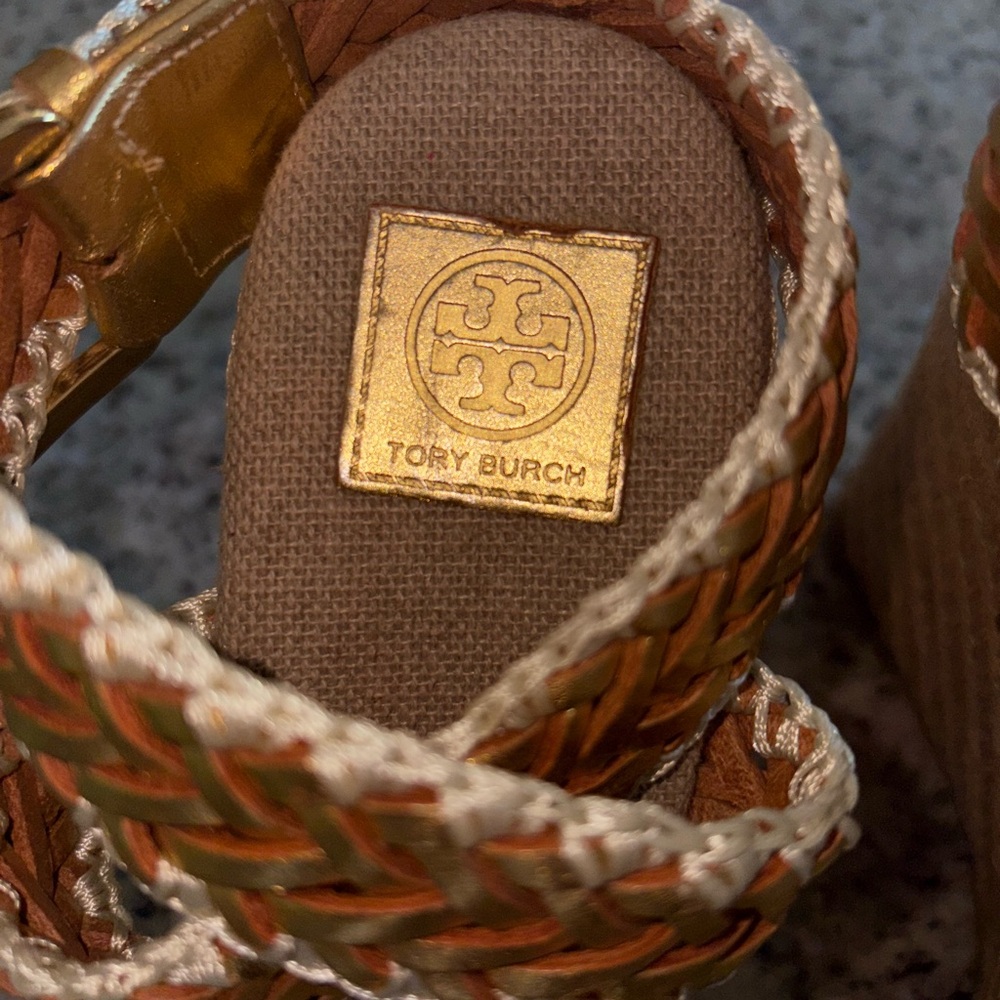 Tory Burch Espadrille Wedge Sandals Sz 38 - Picture 2 of 12